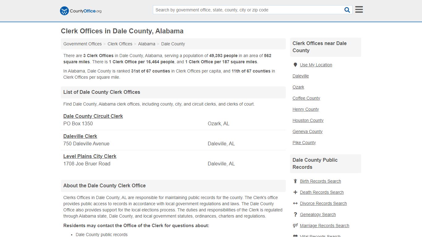 Clerk Offices - Dale County, AL (County & Court Records)