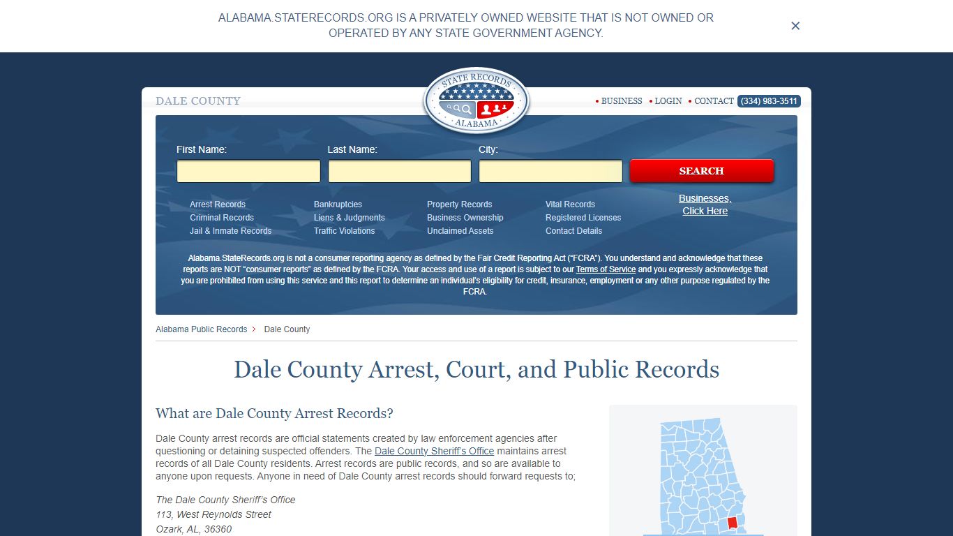 Dale County Arrest, Court, and Public Records